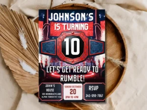 Wrestling Championship Belt 10th Birthday Invitation – Kids Rumble Party Invite
