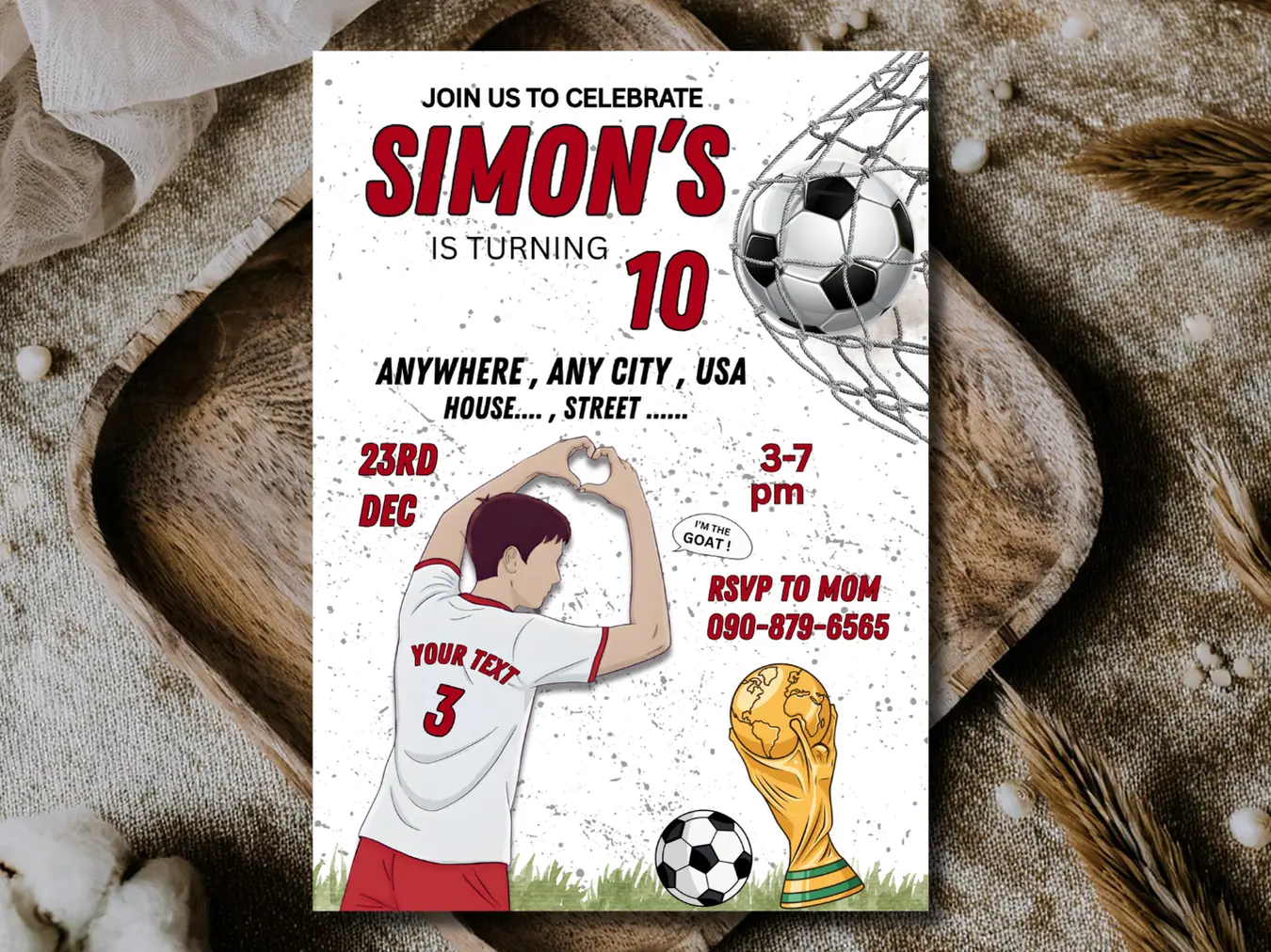 Soccer Birthday Party | Soccer kids 10th Birthday Invitations