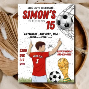 Soccer Birthday Party Invitation | Soccer Digital Birthday Party Invite