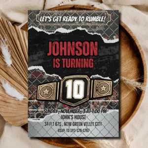 Wrestling Championship Birthday Invitation – Kids Rumble Party Invite Template