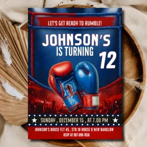 Boxing Birthday Invitation Template: Editable Kids Party Invite