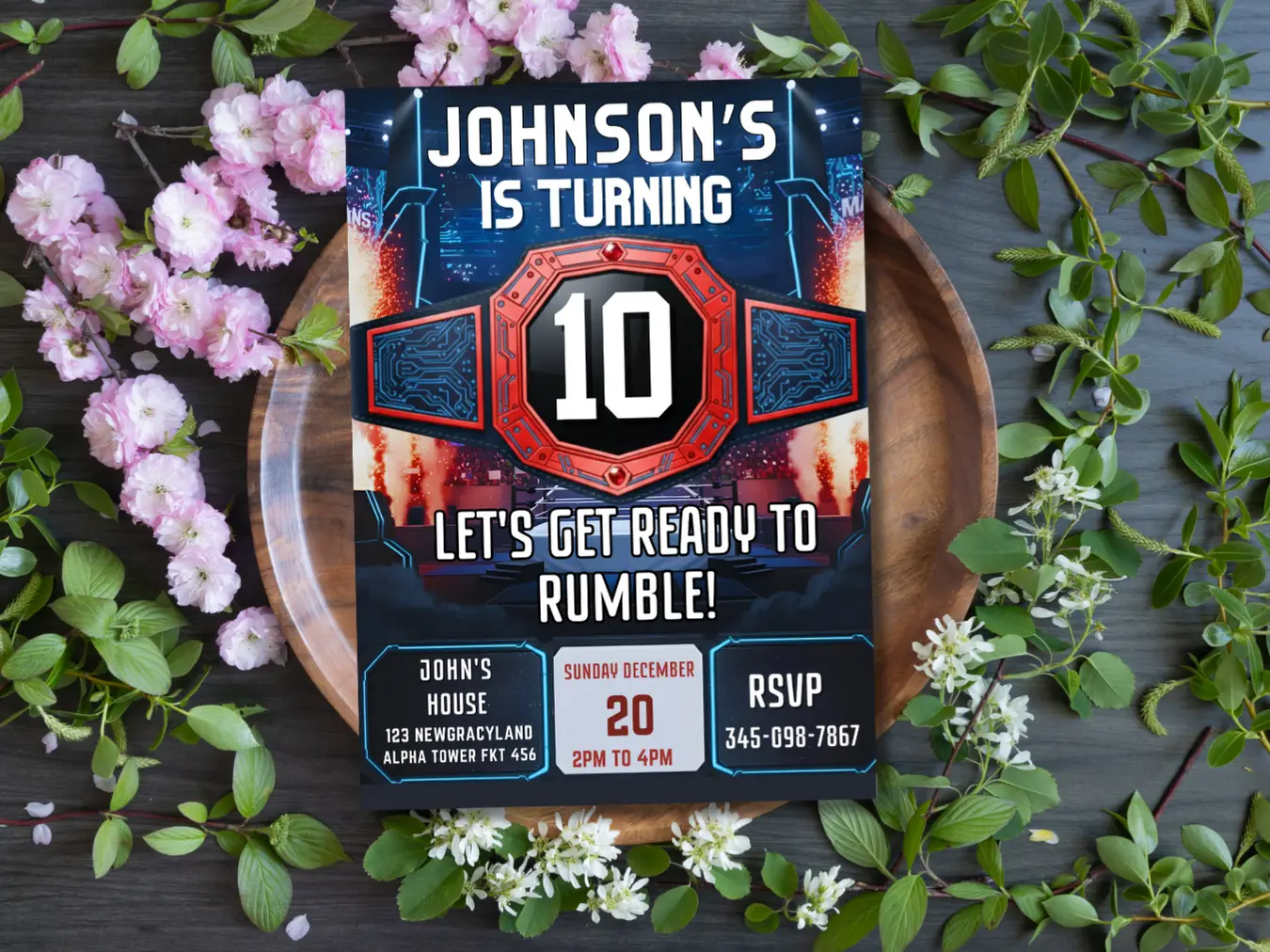 Championship Belt Invitation , Kids Boxing Belt Theme Invitation - Image 5