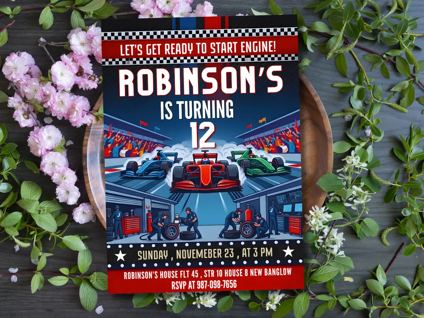 Car Racing Kids Birthday Party Invite - Image 5