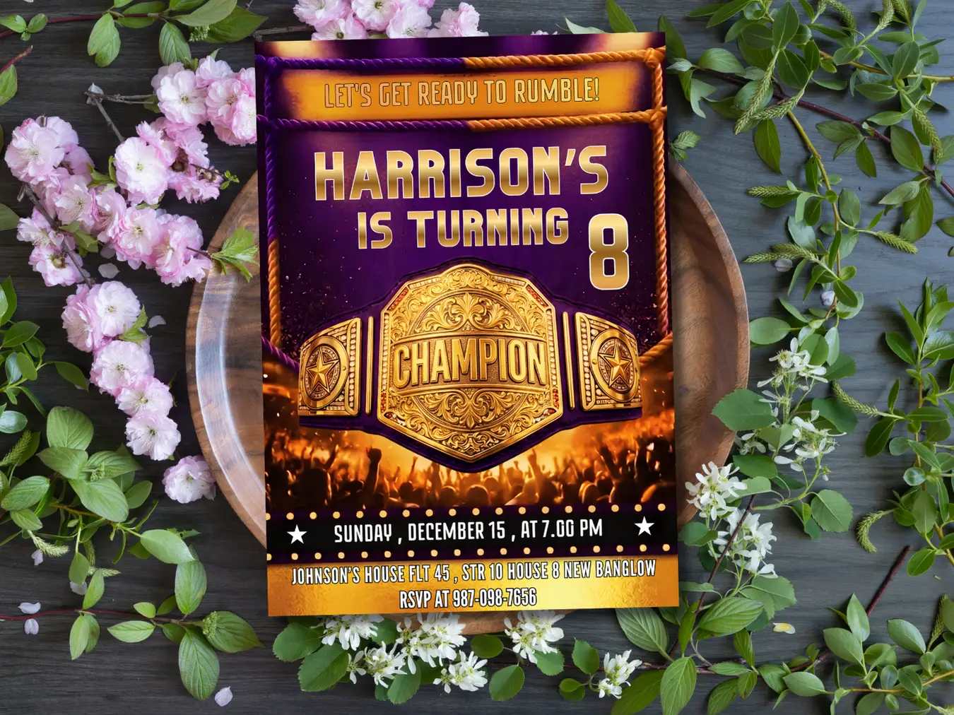 Wrestling Champion Birthday Invitation | Kids Fight Night Party Invite - Image 5
