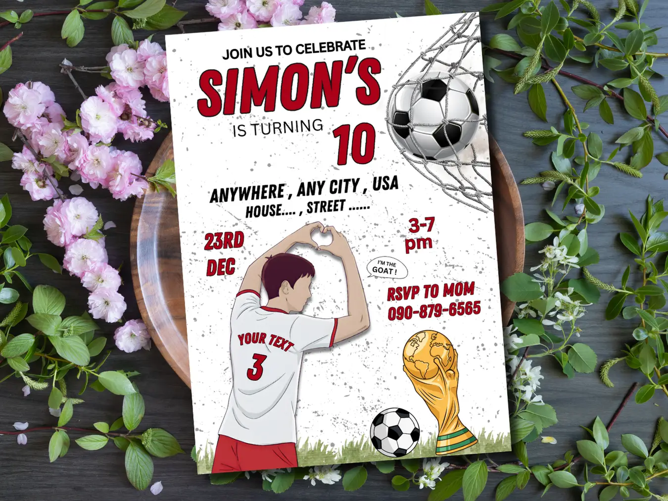 Soccer Birthday Party | Soccer kids 10th Birthday Invitations - Image 5