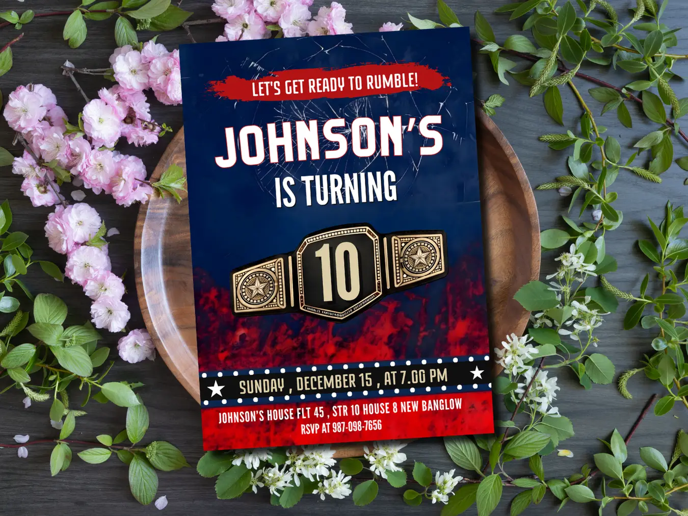 Wrestling Theme Kids Birthday Invitation - Image 5