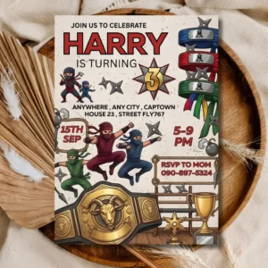 Ninja Birthday Invitation | Kids Martial Arts Party Invite | Editable Printable Karate Theme Invitation