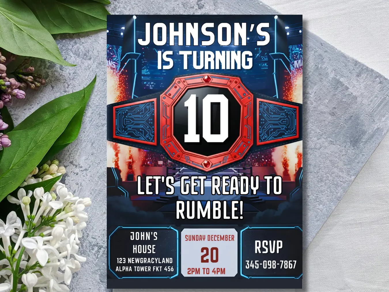 Championship Belt Invitation , Kids Boxing Belt Theme Invitation - Image 4