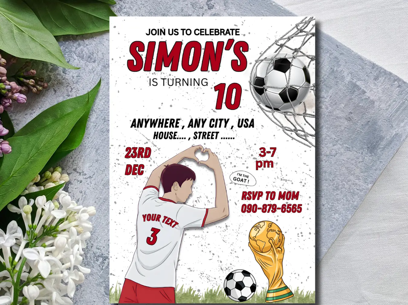 Soccer Birthday Party | Soccer kids 10th Birthday Invitations - Image 4