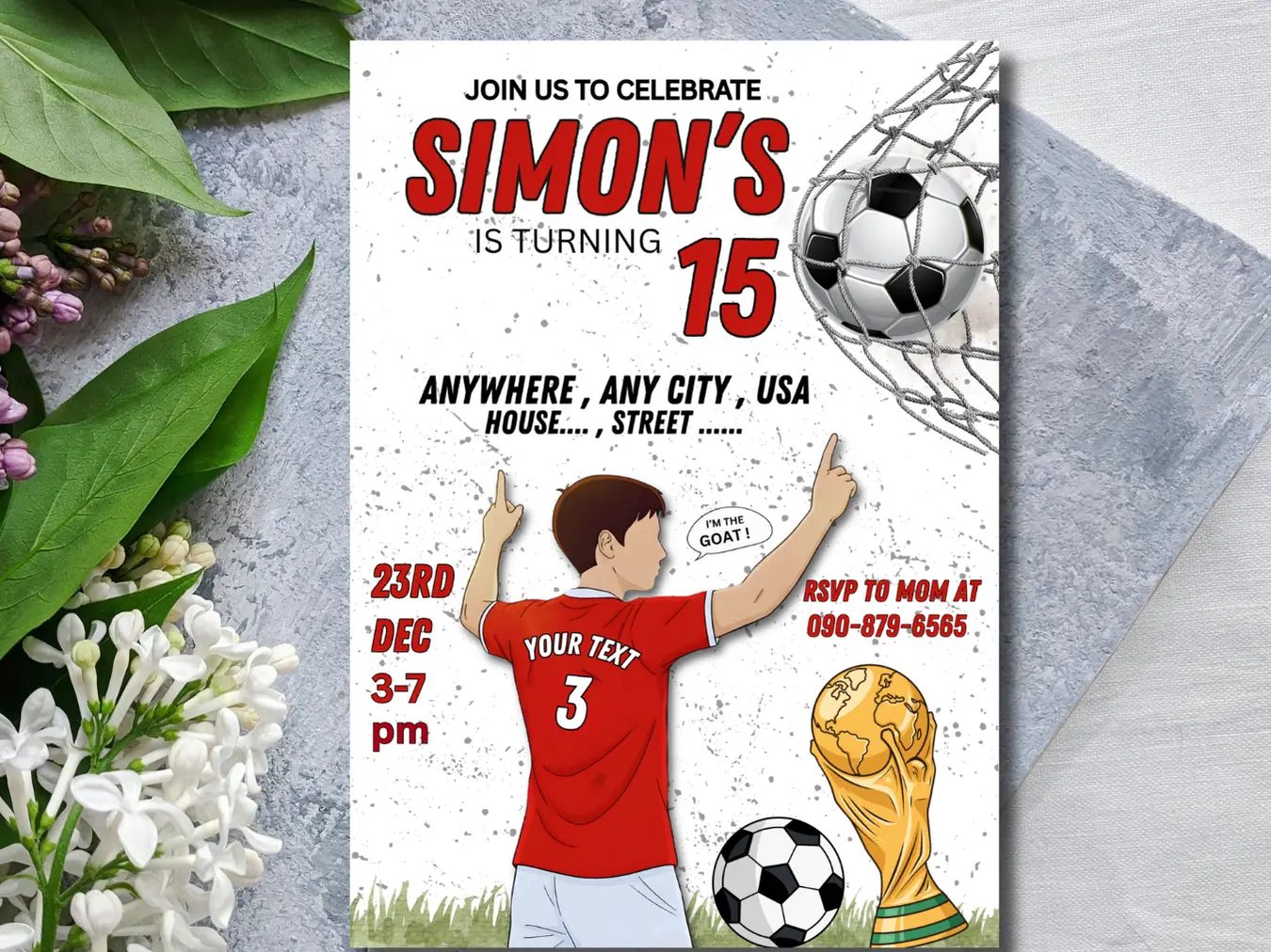Soccer Birthday Party Invitation | Soccer Digital Birthday Party Invite - Image 4