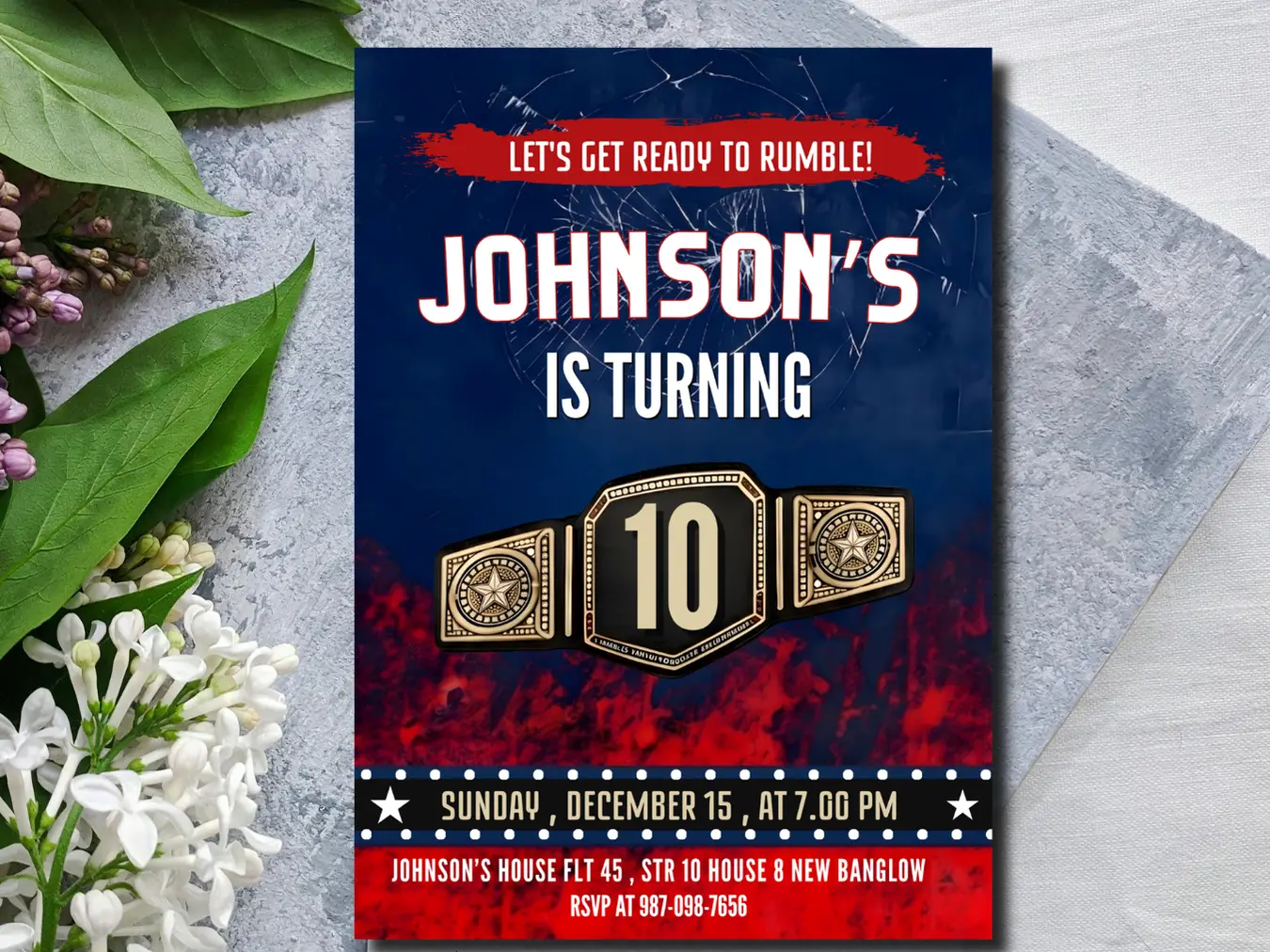 Wrestling Theme Kids Birthday Invitation - Image 4