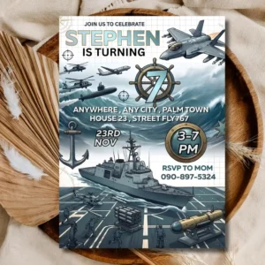 Armed Forces Heroes Birthday Invitation | Kids Navy Air Force Army Party Invite