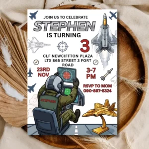 Top Gun Fighter Jet Birthday Invitation | Air Force Pilot Kids Party Invite