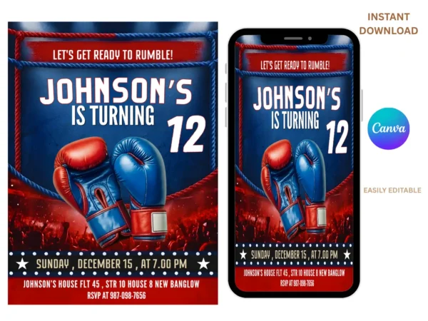 Boxing Birthday Invitation Template: Editable Kids Party Invite
