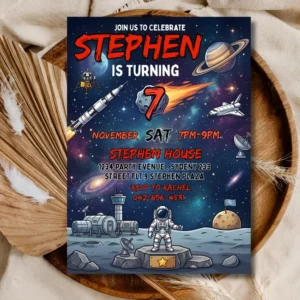 Outer Space Birthday Invitation: Galaxy Rocket Party