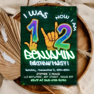 Neon Glow Kids Party Template | Birthday Invitation for Boys & Girls
