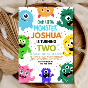 Monster Birthday Invitation | Editable Kids Party Invite Template