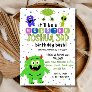 Monster Birthday Invitation Editable