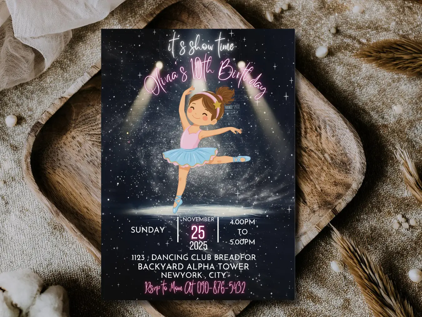 Twinkle Ballet Birthday Invitation | Pink Ballerina Kids Party Template - Image 5