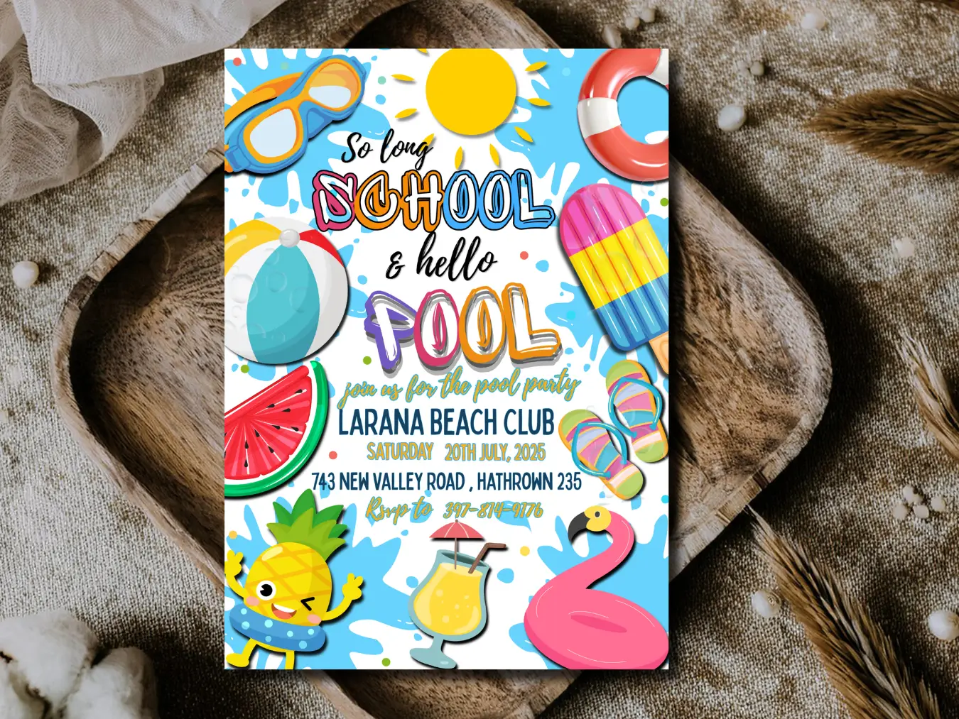 Pool Party Invitation | Cute Summer Break Celebration Invite - Image 5