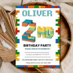 Building Blocks 2nd Birthday Invitation