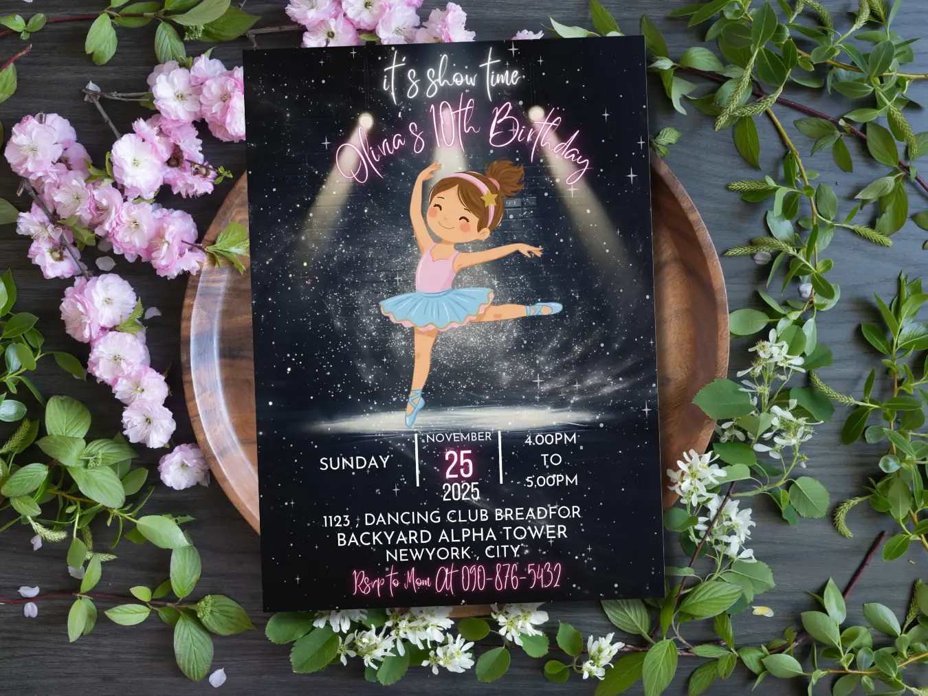 Twinkle Ballet Birthday Invitation | Pink Ballerina Kids Party Template - Image 4