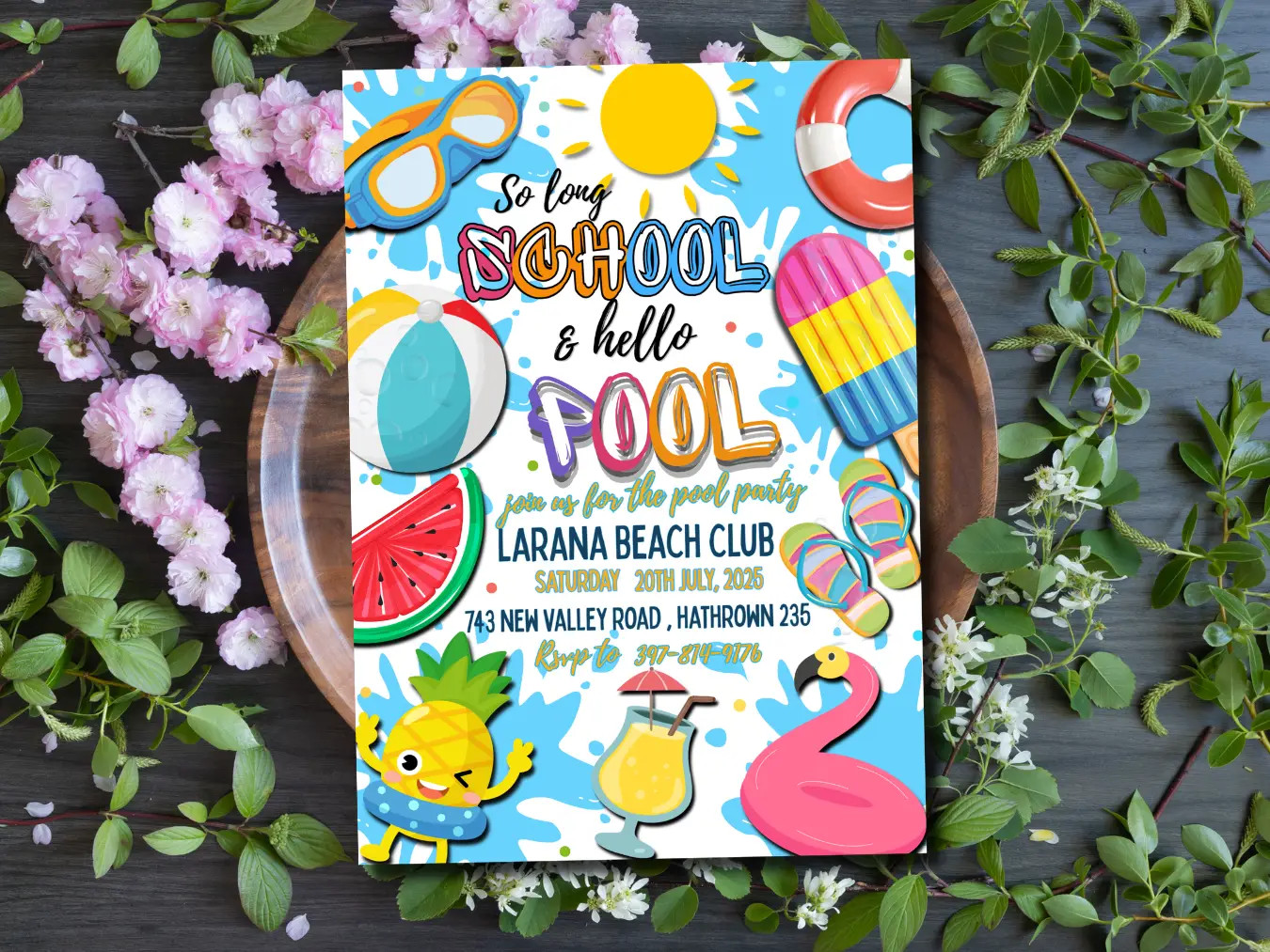 Pool Party Invitation | Cute Summer Break Celebration Invite - Image 4
