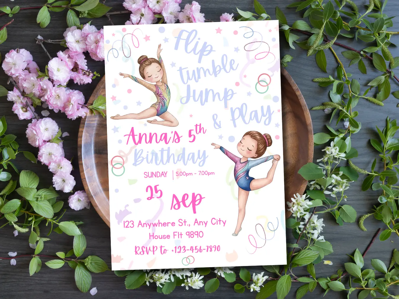 Gymnastics Birthday Invite Template | Fun Girls Sports Party - Image 5