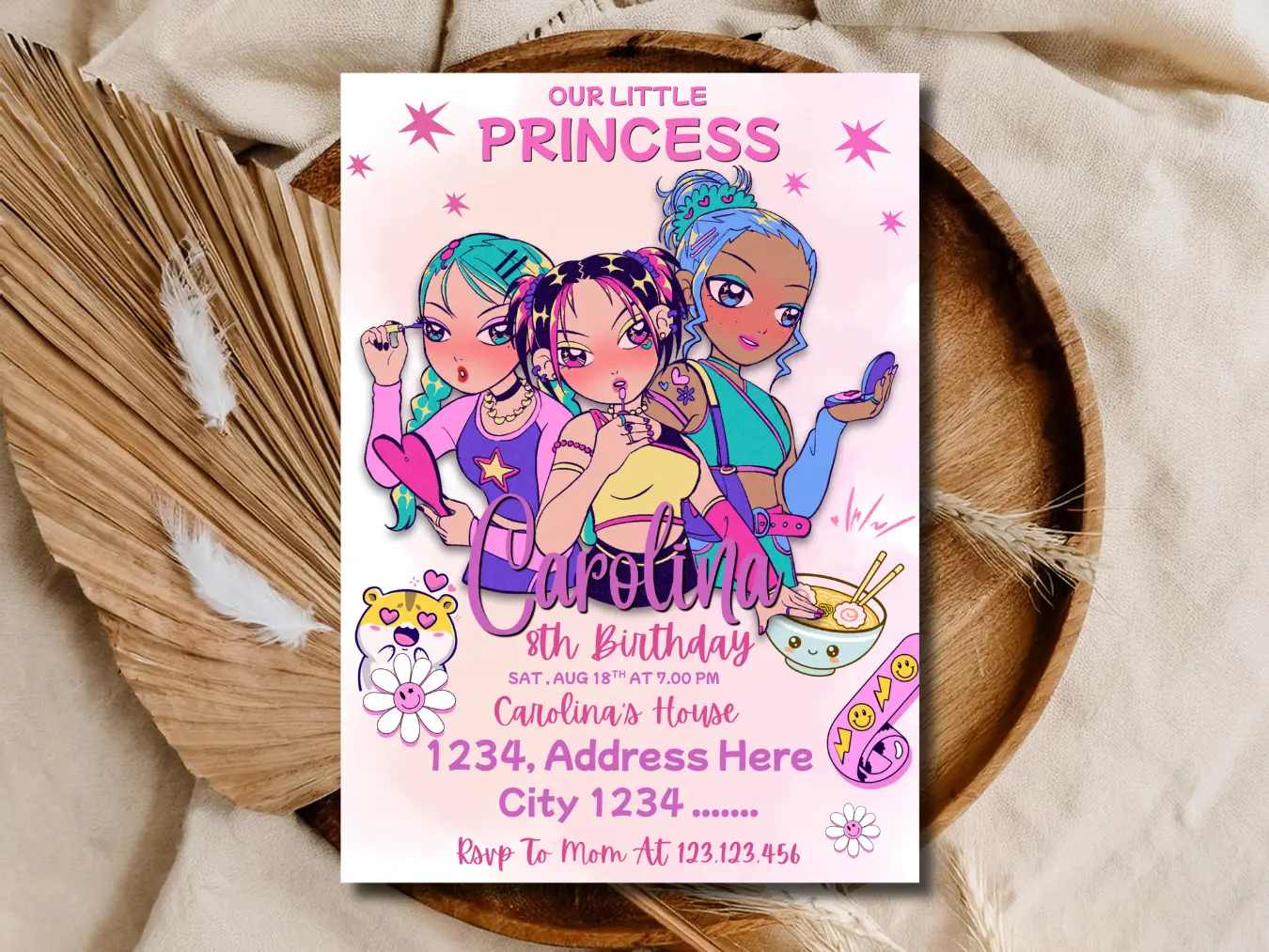 Kawaii Princess Birthday Invitation | Trendy Girls Party Invite