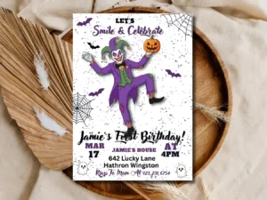 Creepy Clown Birthday Invitation | Halloween Kids Party Template