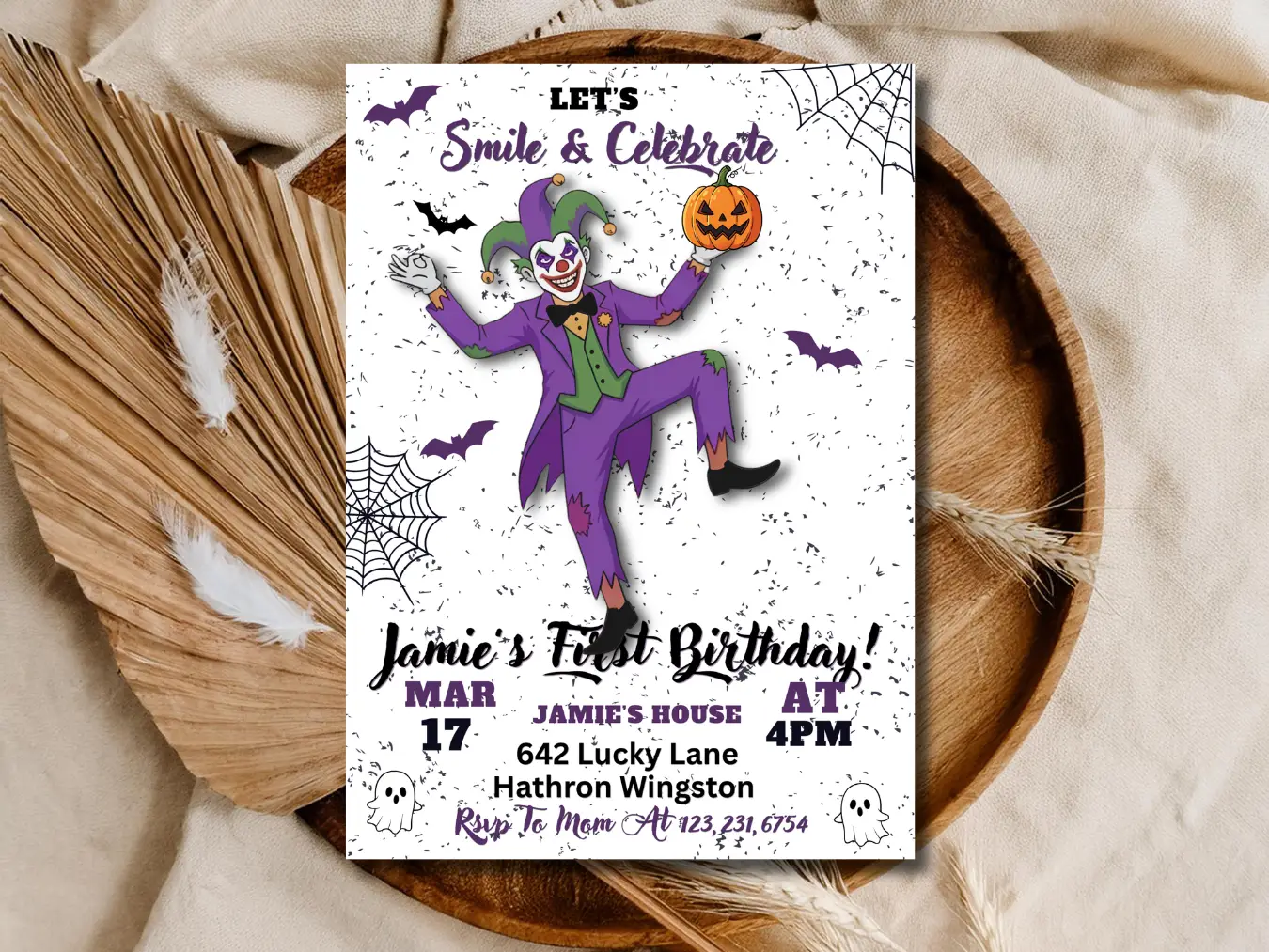 Creepy Clown Birthday Invitation | Halloween Kids Party Template