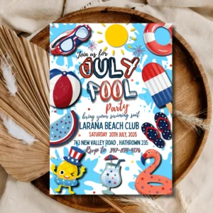 4th of July Pool Party Invitation | Red White & Blue Summer Invite