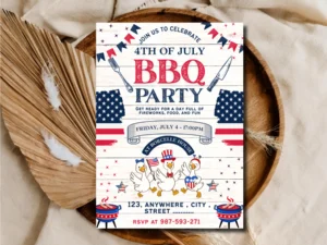 Vintage American BBQ Party Poster Design