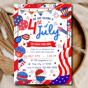 4th of July Celebration BBQ Invitation Template