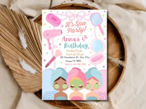 Spa Party Birthday Invitation for Girls | Cute Pamper Celebration Invite