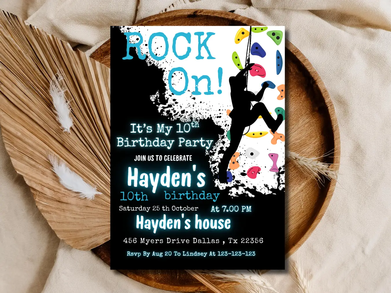Rock Climbing Birthday Invitation | Rock On Kids Party Invite