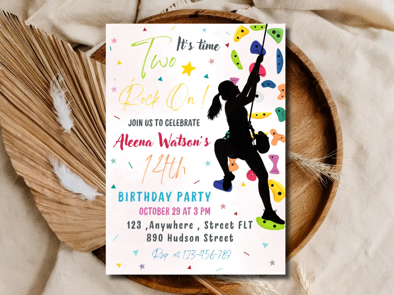 Girls Rock Climbing Birthday Invitation | Fun Climbing Party Template