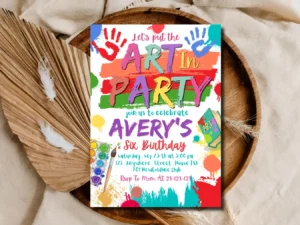 Art Birthday Invitation for Kids | Colorful Painting Party Invite Template