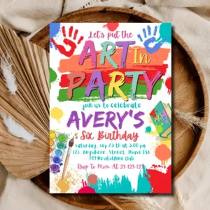 Art Birthday Invitation for Kids | Colorful Painting Party Invite Template
