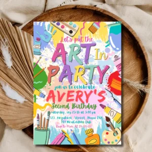 Colorful Art Party Birthday Invitation Template for Kids