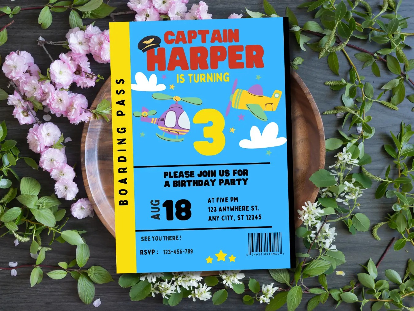 Airplane 3rd Birthday Invitation | Boarding Pass Adventure Party Template - Image 5