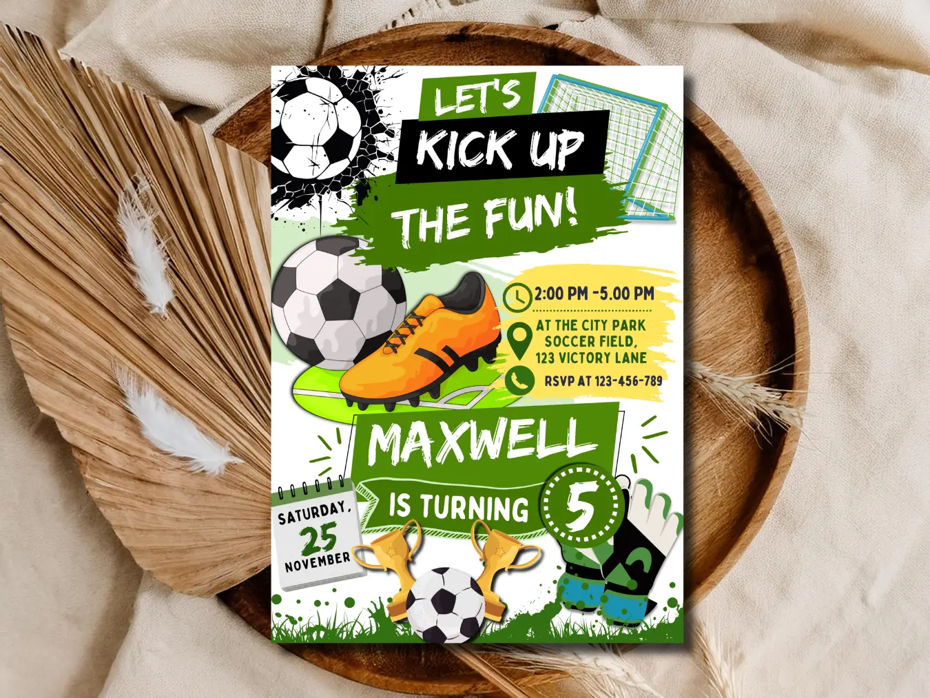 Soccer Birthday Party Invitation Template – Editable & Printable