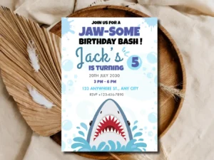  Shark Birthday Invitation Template – Editable & Printable Jaw-some Party Invite