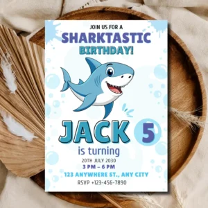 Baby Shark Birthday Invitation Printable – Cute Cartoon Ocean Theme for Kids
