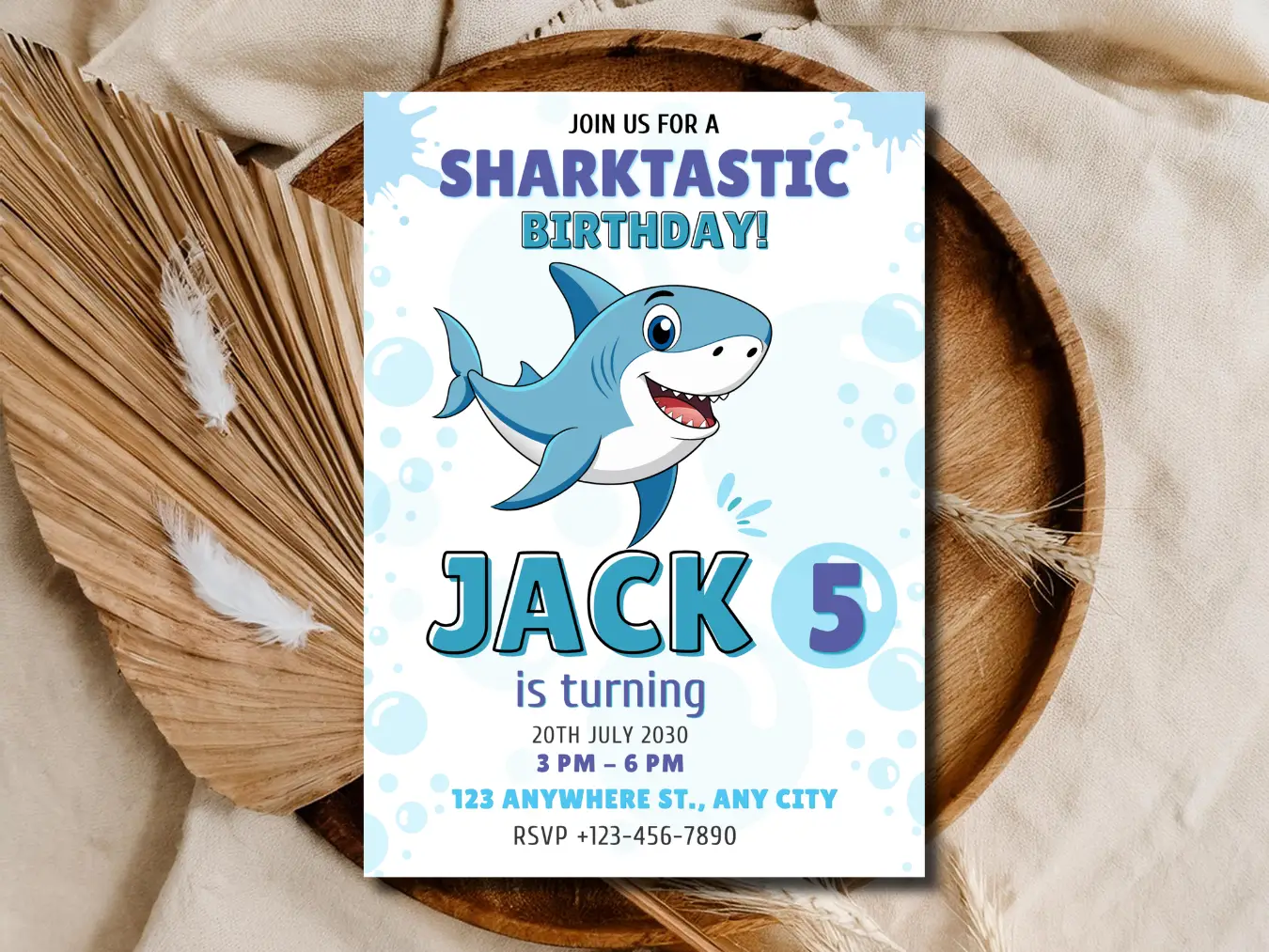 Baby Shark Birthday Invitation Printable – Cute Cartoon Ocean Theme for Kids