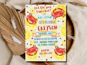  Crab Boil Birthday Invitation Template – Editable & Printable First Birthday Invite