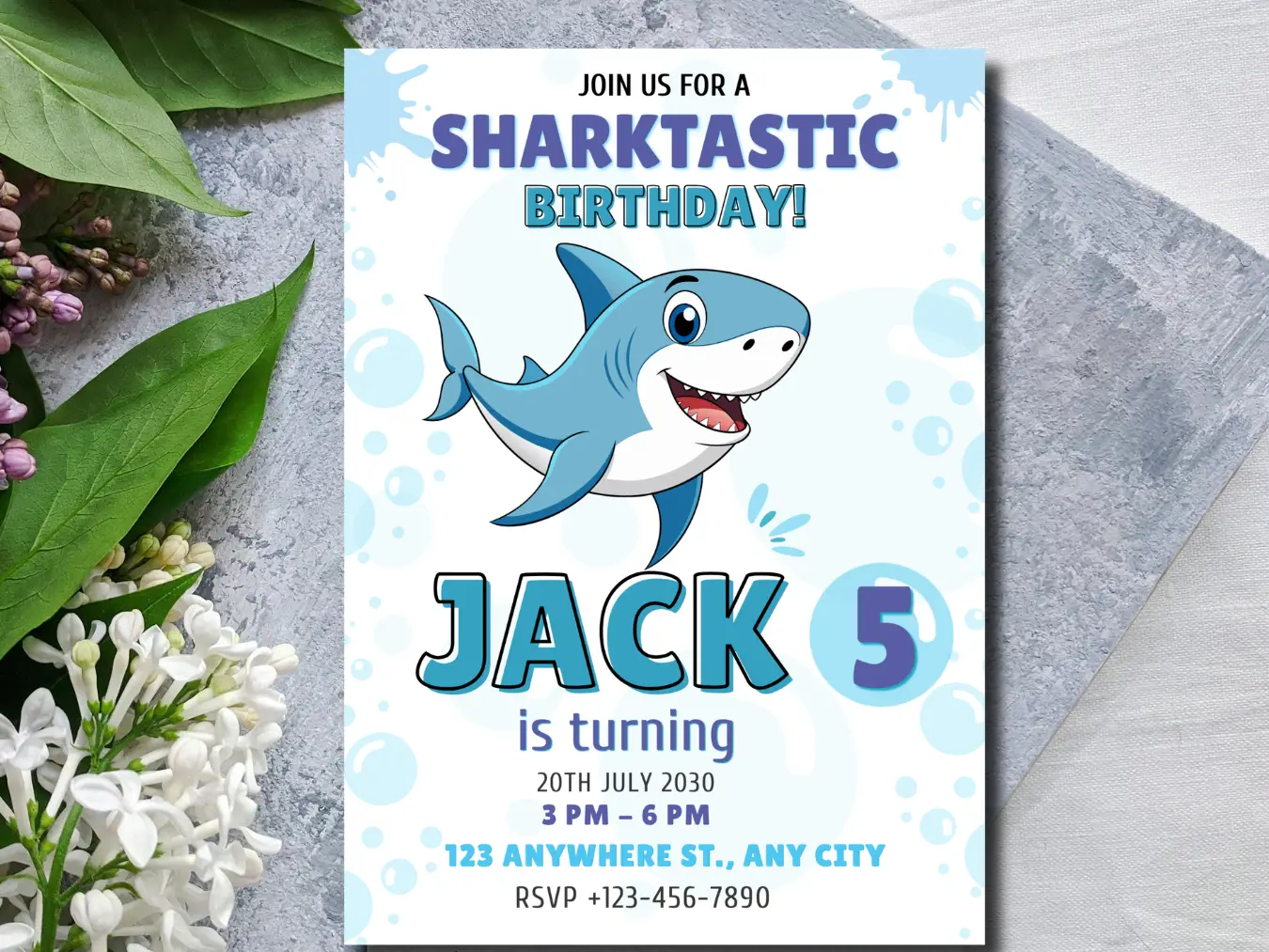 Baby Shark Birthday Invitation Printable – Cute Cartoon Ocean Theme for Kids - Image 3