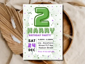 Super Hero 2nd Birthday Invitation | Green Hero Hulk Party Invite Template