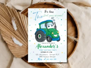 Farm Tractor First Birthday Party Invitation Card website description