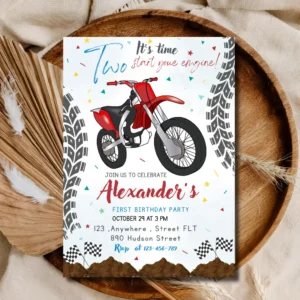 Dirt Bike Birthday Invitation Template for Boys